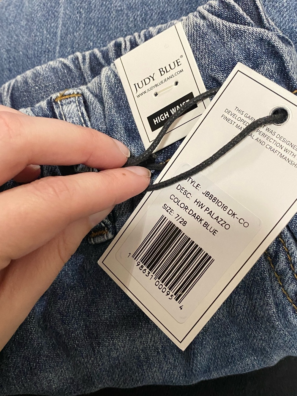 NEW JUDY BLUE Chill Threads Rigid Palazzo Wide Leg Drawstring Jean Size 7 / 28 - Picture 6 of 9